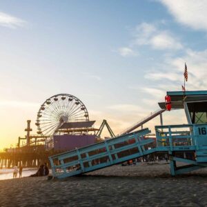 Santa Monica pier at sunset